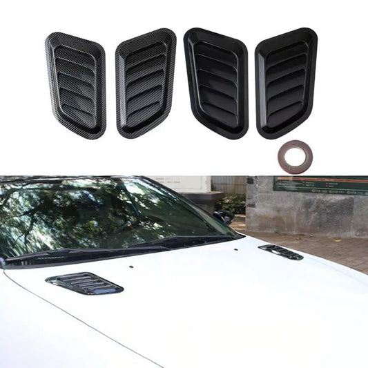 Black Carbon Fiber Car Hood Fake Air Vent Decoration