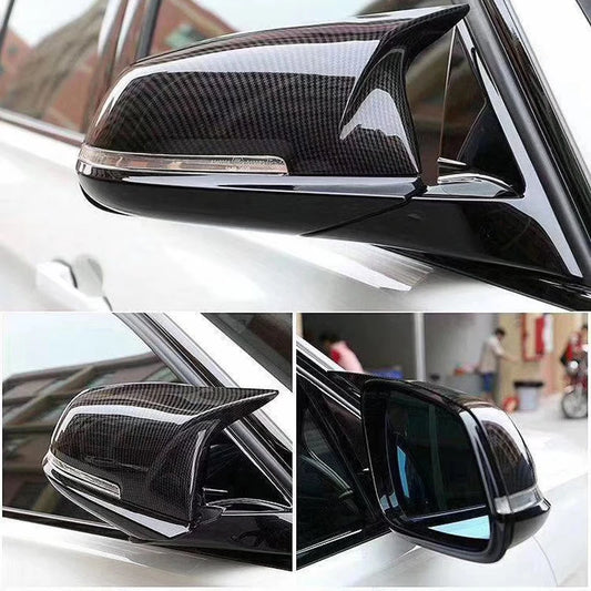 1Pair Side Rearview Wing Mirror Cover Caps For BMW 1 2 3 4 Series F20 F30 F31 F32 F34 F36 E84 2014 -2018 ABS Gloss Black