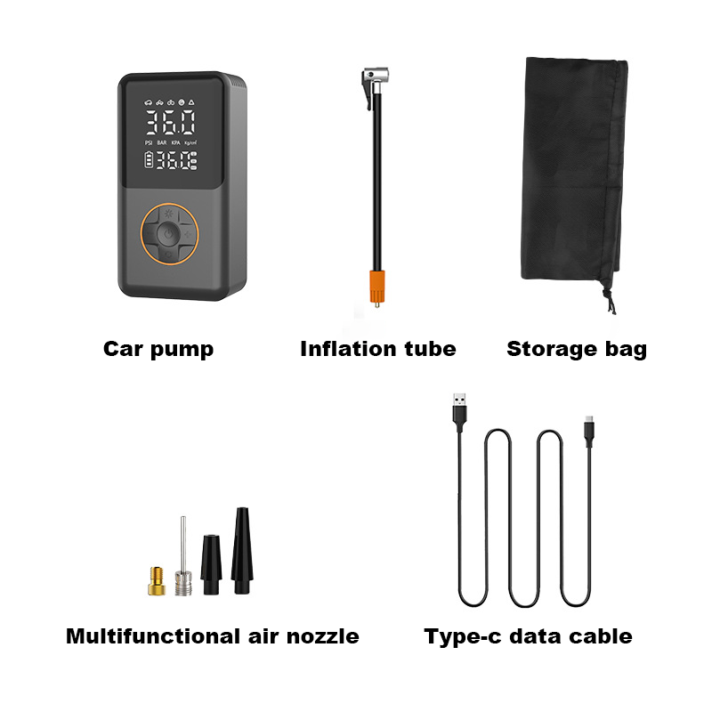 Car-mounted wireless air pump with intelligent digital display, high-power electric inflator for cars