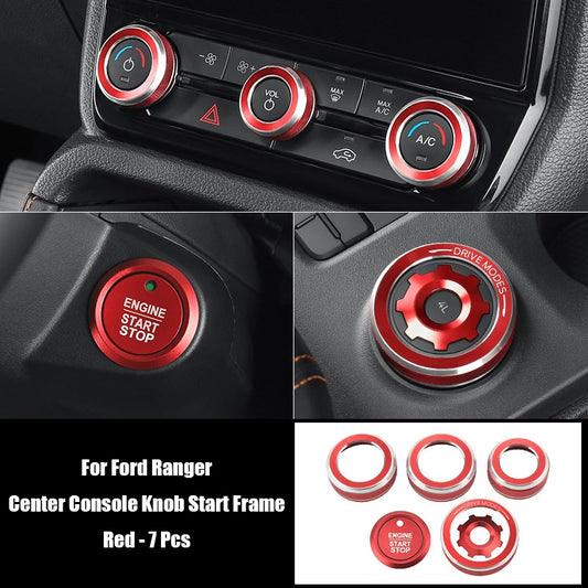 Aluminum Alloy Interior Accessories (Air - con & Audio Knobs, Gear Shift, One - button Start) for Ford Ranger