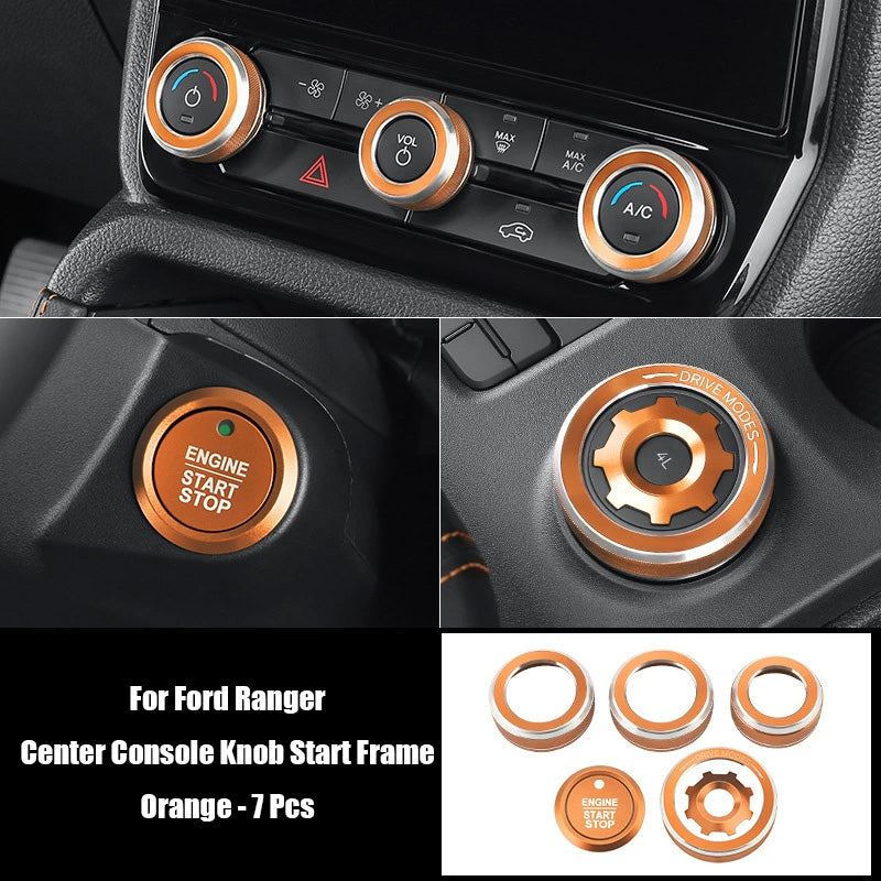 Aluminum Alloy Interior Accessories (Air - con & Audio Knobs, Gear Shift, One - button Start) for Ford Ranger