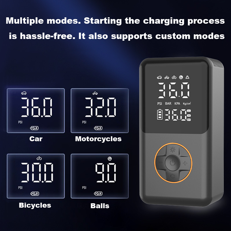 Car-mounted wireless air pump with intelligent digital display, high-power electric inflator for cars