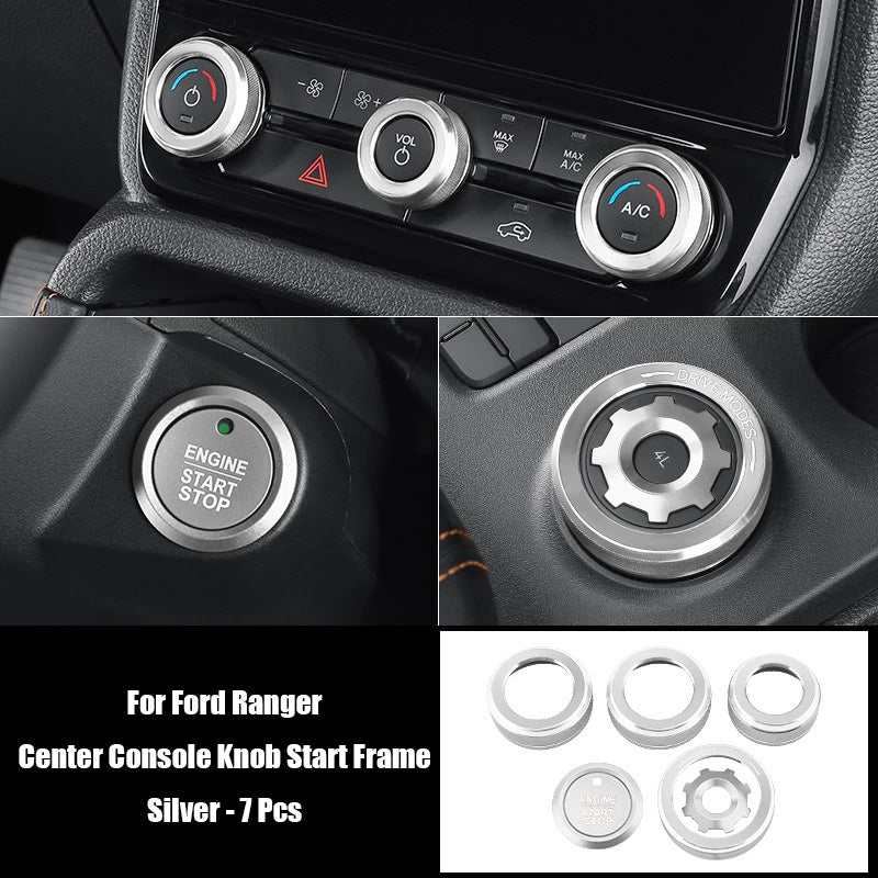 Aluminum Alloy Interior Accessories (Air - con & Audio Knobs, Gear Shift, One - button Start) for Ford Ranger