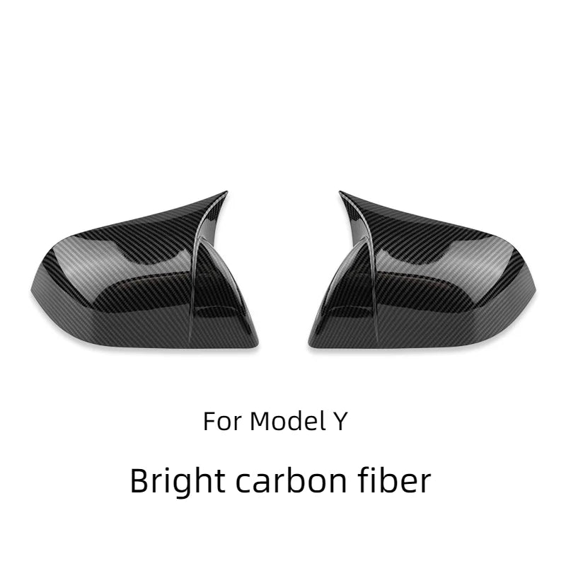 Car Rearview Mirror Cover For Tesla Model 3 Y Bright/Matte Carbon Fiber Rear View Mirror Decorative Shell Exterior Accessories