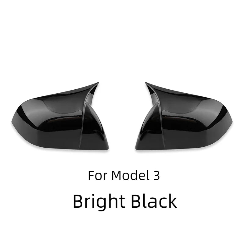 Car Rearview Mirror Cover For Tesla Model 3 Y Bright/Matte Carbon Fiber Rear View Mirror Decorative Shell Exterior Accessories