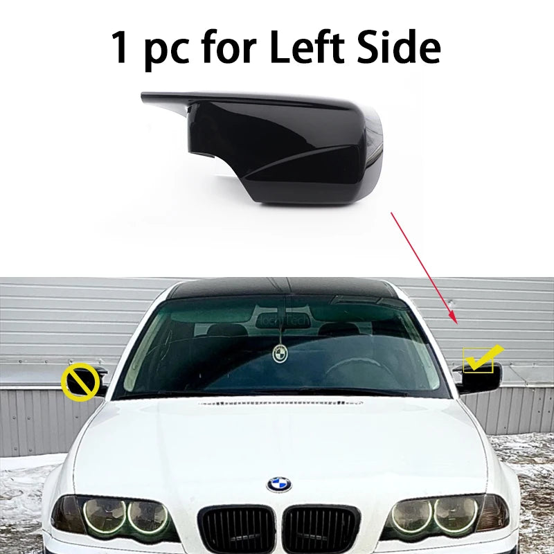 Carbon Fiber Pattern Black Side Mirror cover Caps Replacement for BMW E46 316i 318i 318d 320d 320i 325i 328i 330d 330i 1998-2005