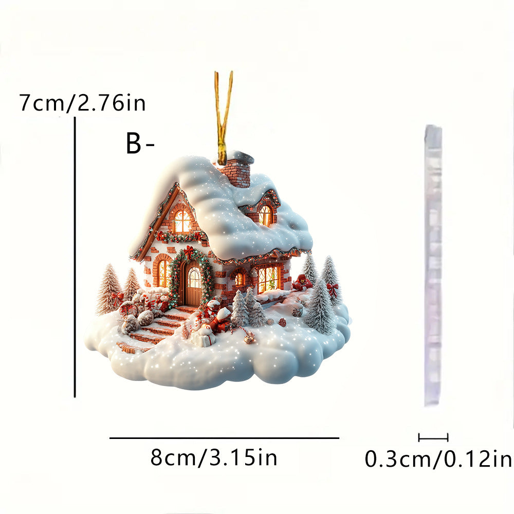 Christmas Dreamy Cloud House Hanging Ornaments for Car Interior Decorations