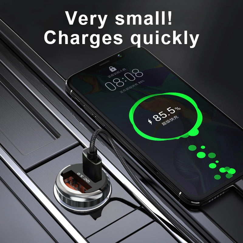 Mini Pull Ring Car Charger: 36W Hidden Dual-port Fast Charging Adapter for Car Cigarette Lighter