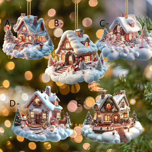 Christmas Dreamy Cloud House Hanging Ornaments for Car Interior Decorations