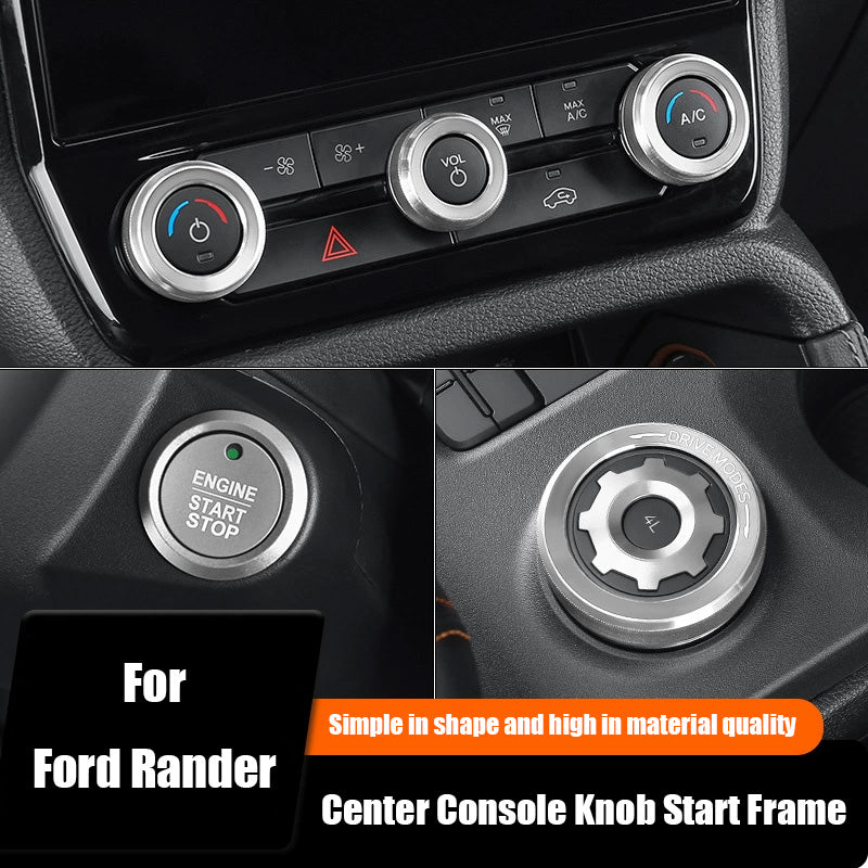 Aluminum Alloy Interior Accessories (Air - con & Audio Knobs, Gear Shift, One - button Start) for Ford Ranger