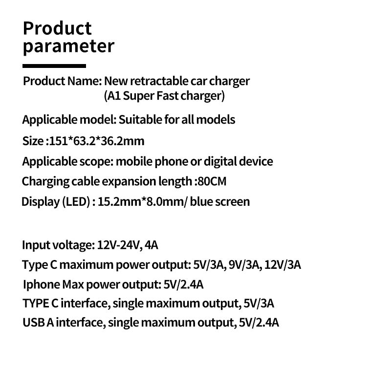 Car Charger with Fast Charging and Flash Charging, Cigarette Lighter Adapter