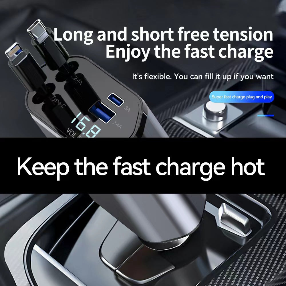 Car charger with 120W super fast charging and flash charging