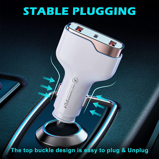 38W Fast Charging Car Charger with PD20W + Dual QC3.0 18W