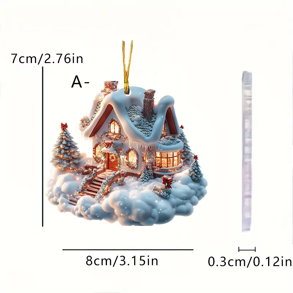 Christmas Dreamy Cloud House Hanging Ornaments for Car Interior Decorations