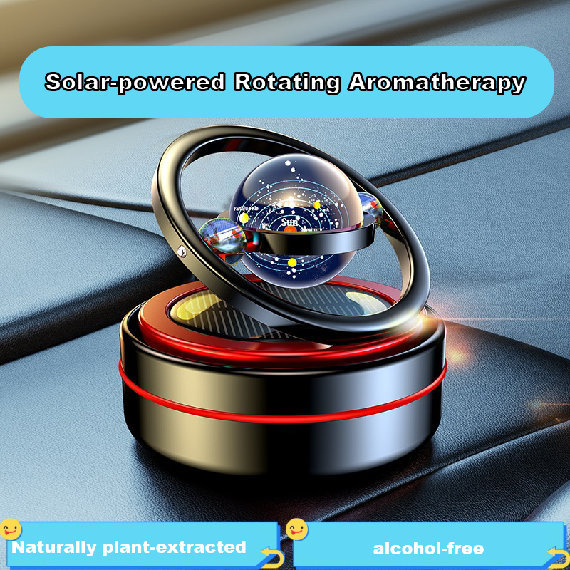 Planet Solar-Powered Car Aromatherapy Aluminum Double-Ring Levitating and Rotating Decoration