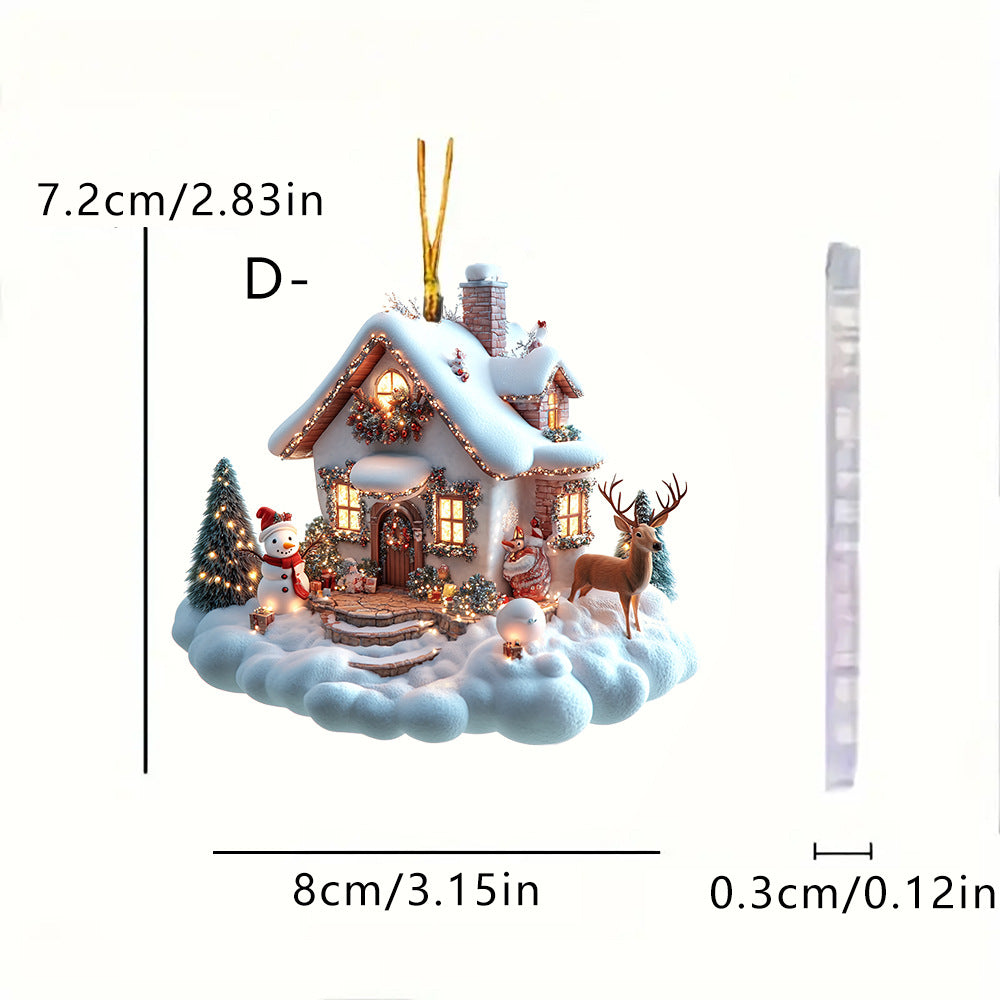 Christmas Dreamy Cloud House Hanging Ornaments for Car Interior Decorations