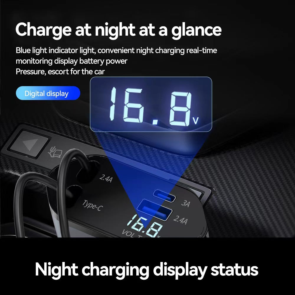 Car charger with 120W super fast charging and flash charging