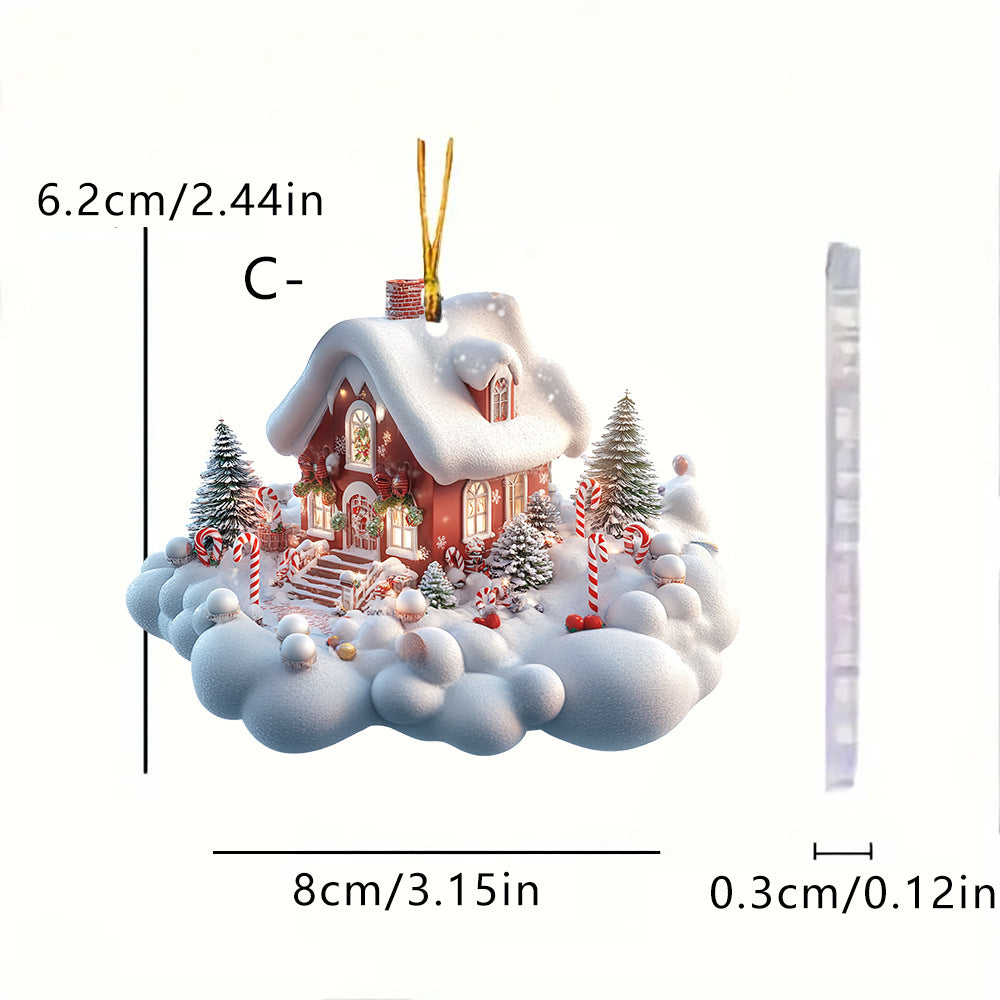 Christmas Dreamy Cloud House Hanging Ornaments for Car Interior Decorations