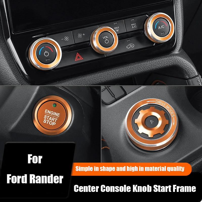 Aluminum Alloy Interior Accessories (Air - con & Audio Knobs, Gear Shift, One - button Start) for Ford Ranger