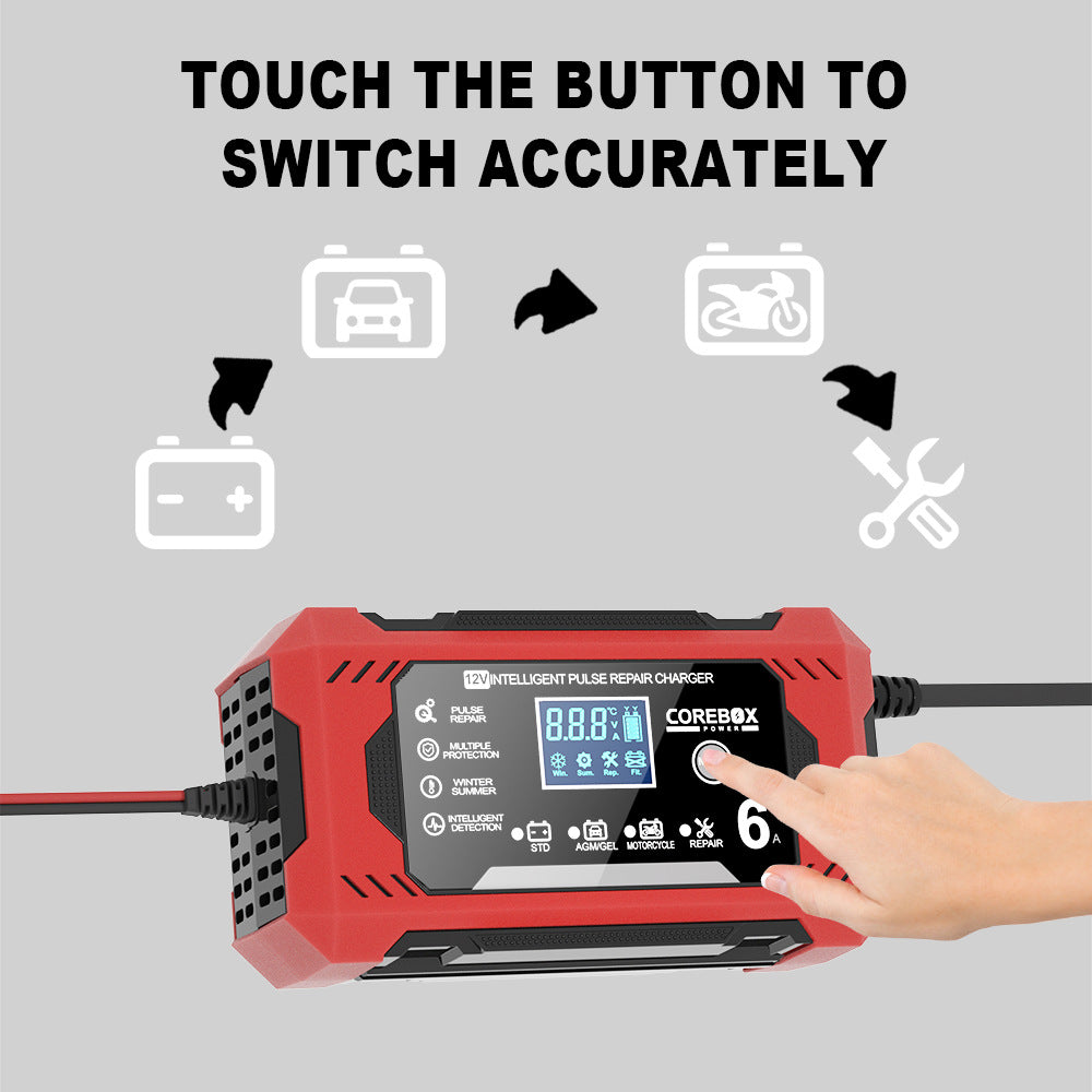 12V 6A Intelligent Pulse - repair Charger for Start - stop Vehicle AGM Batteries