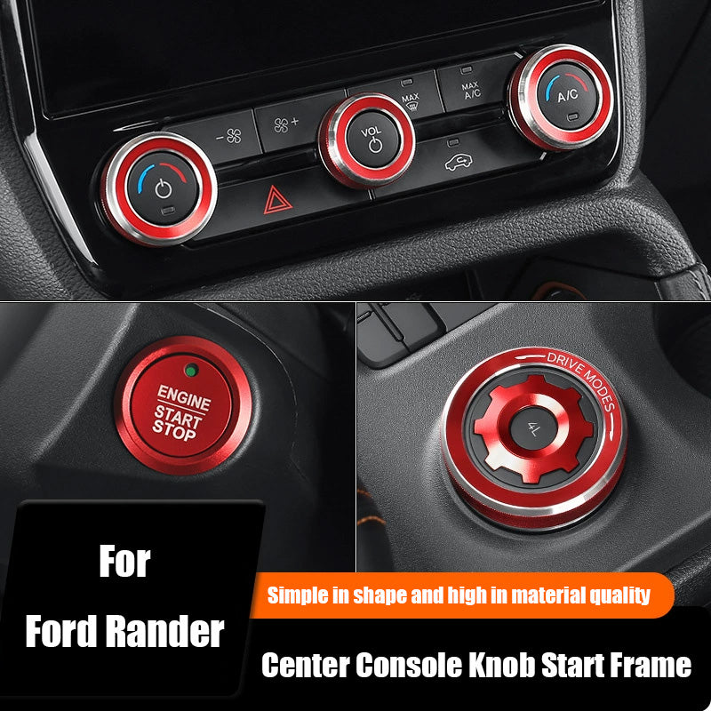 Aluminum Alloy Interior Accessories (Air - con & Audio Knobs, Gear Shift, One - button Start) for Ford Ranger