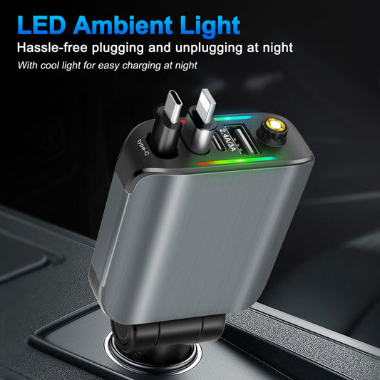 Car-mounted Mobile Phone Charger with Ambient Lighting for Fast Charging