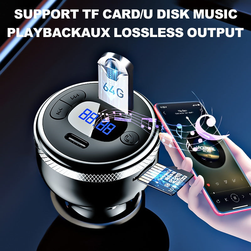 Car FM Bluetooth Car Charger with Tuning Display, MP3 Player, Lossless Call Function and PD Fast Charging