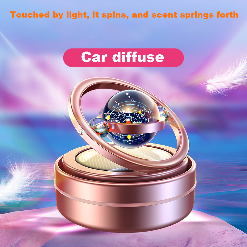 Planet Solar-Powered Car Aromatherapy Aluminum Double-Ring Levitating and Rotating Decoration