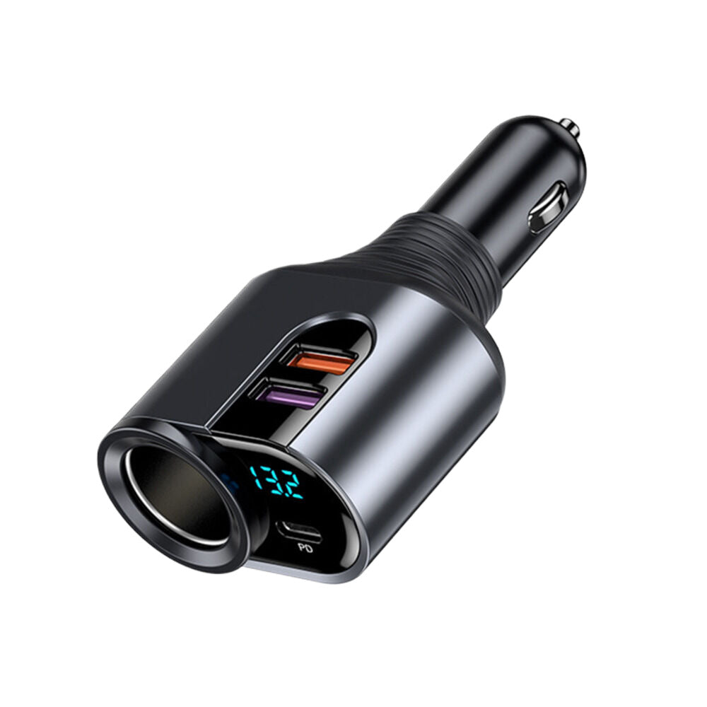 The car charger for the vehicle's cigarette lighter socket is compatible with fast charging for Apple mobile phones.