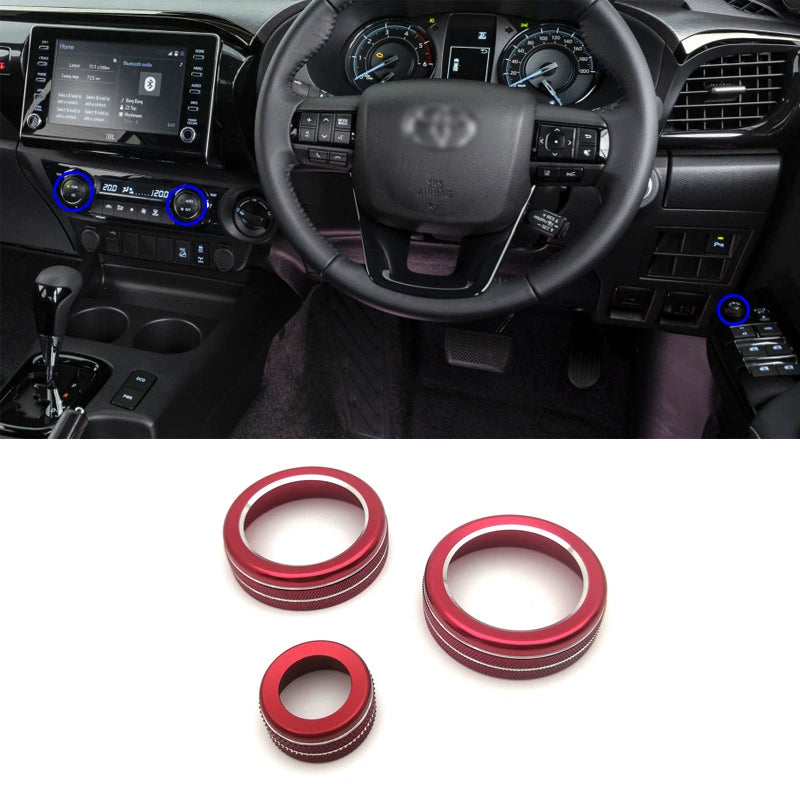 Aluminum alloy ring for the air - conditioning and rear - view knobs of Toyota Hilux