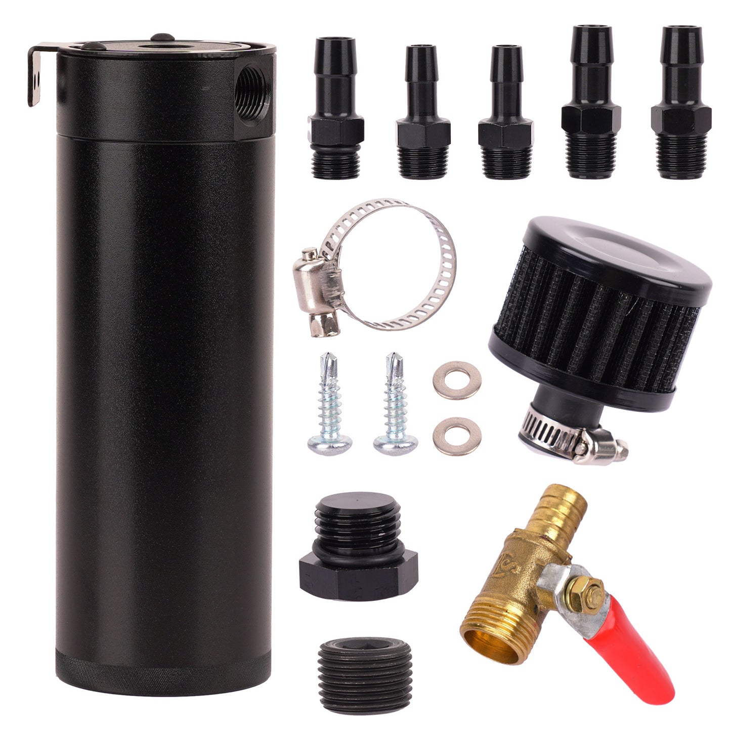 Car Baffled Oil Separator Catch Can Kit Aluminum Polish with Breather Filter