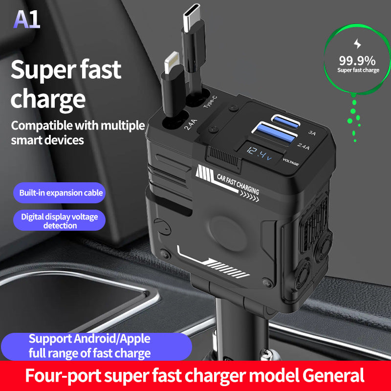 Car Charger with Fast Charging and Flash Charging, Cigarette Lighter Adapter