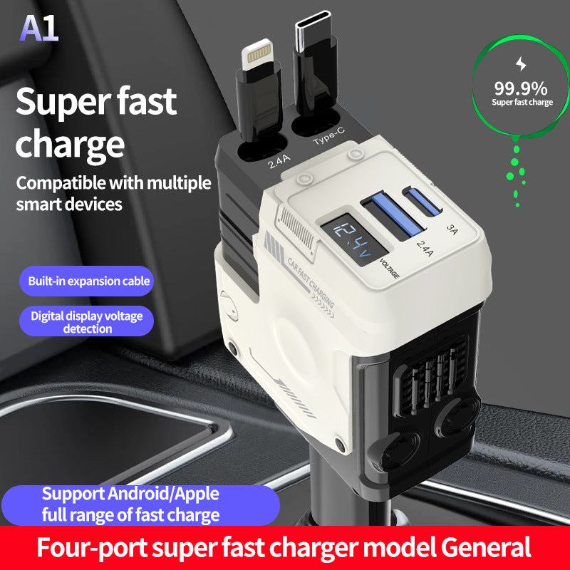 Car Charger with Fast Charging and Flash Charging, Cigarette Lighter Adapter