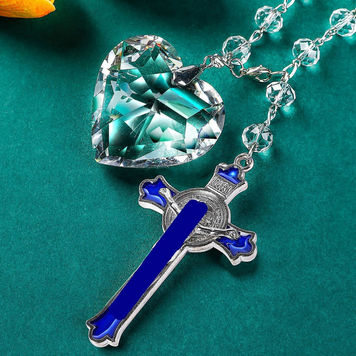 Car Pendant, Crystal Heart, Alloy Cross Pendant, Rearview Mirror