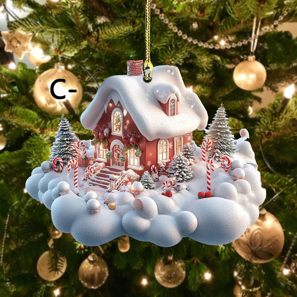 Christmas Dreamy Cloud House Hanging Ornaments for Car Interior Decorations