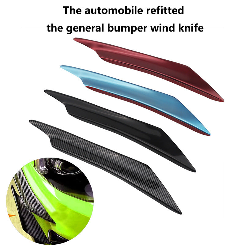 Universal Car Wind Blade - Carbon Fiber Pattern Bumper Wind Blade, Front Bumper Spoiler, Blade - shaped Anti - collision Strip