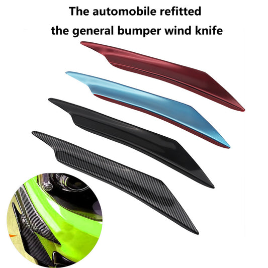 Universal Car Wind Blade - Carbon Fiber Pattern Bumper Wind Blade, Front Bumper Spoiler, Blade - shaped Anti - collision Strip