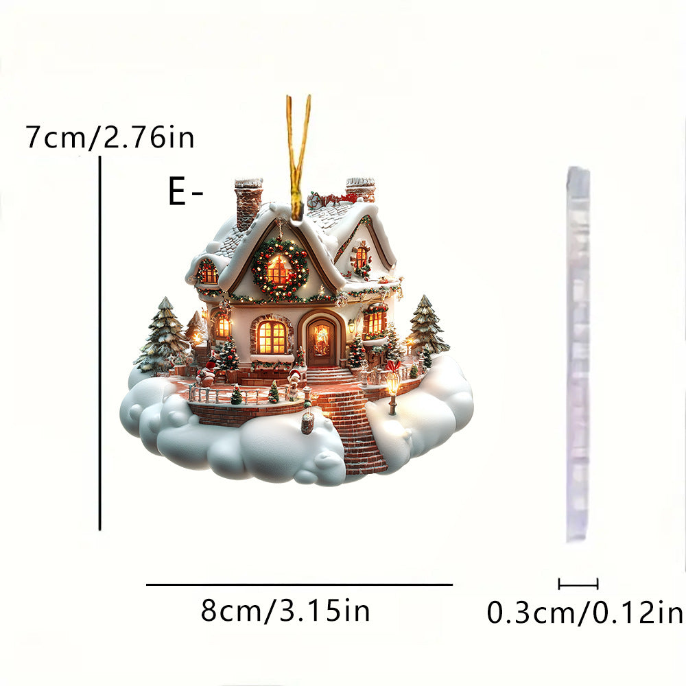 Christmas Dreamy Cloud House Hanging Ornaments for Car Interior Decorations