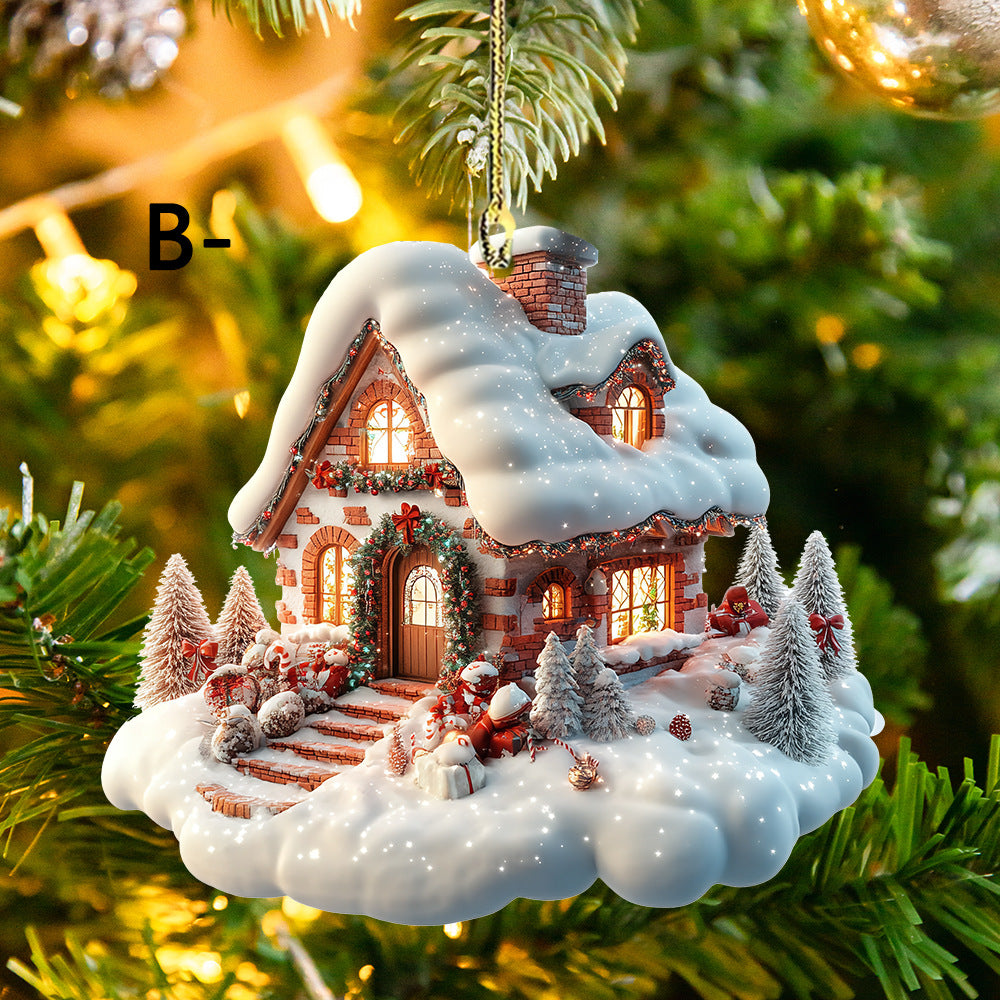 Christmas Dreamy Cloud House Hanging Ornaments for Car Interior Decorations