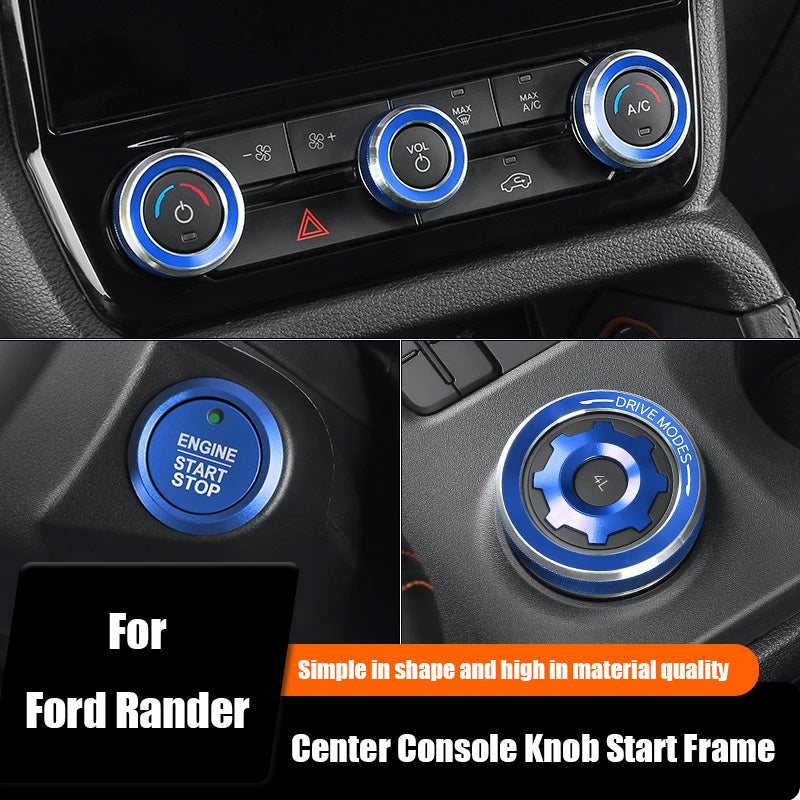 Aluminum Alloy Interior Accessories (Air - con & Audio Knobs, Gear Shift, One - button Start) for Ford Ranger