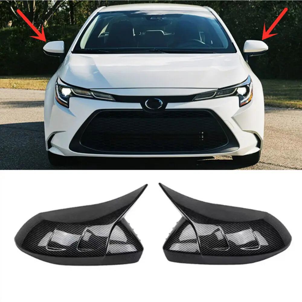 For Toyota Corolla 2019-2023 Car Rearview Side Mirror Cover Horn Wing Cap Exterior Door Rear View Case Trim Shell Housing Add on