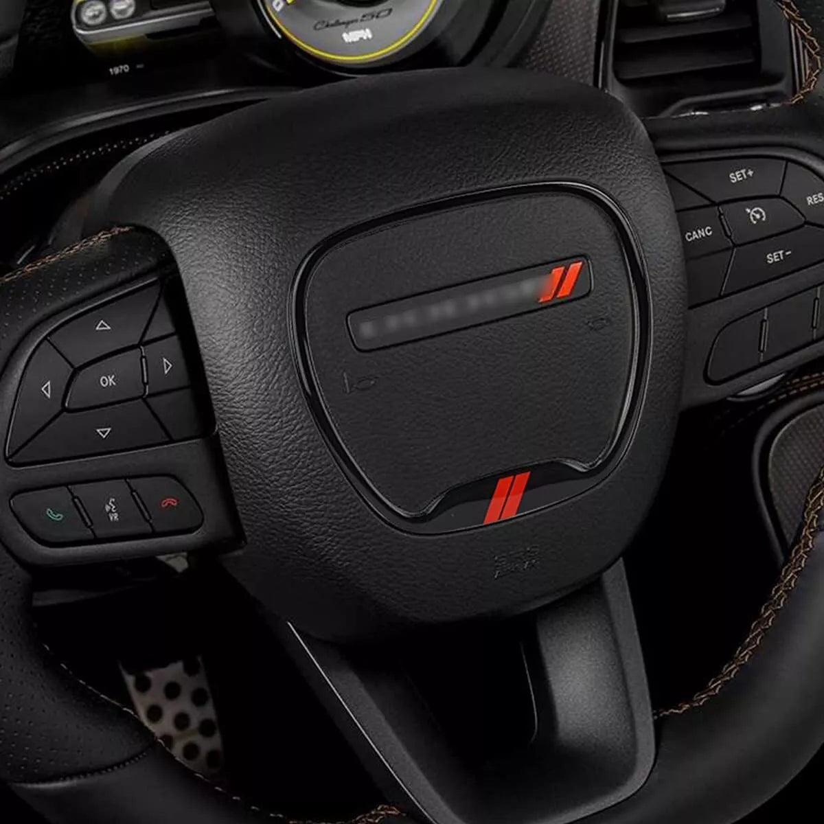 Auovo Steering Wheel Cover Trim for Dodge Charger Challenger 2015-2021 Black