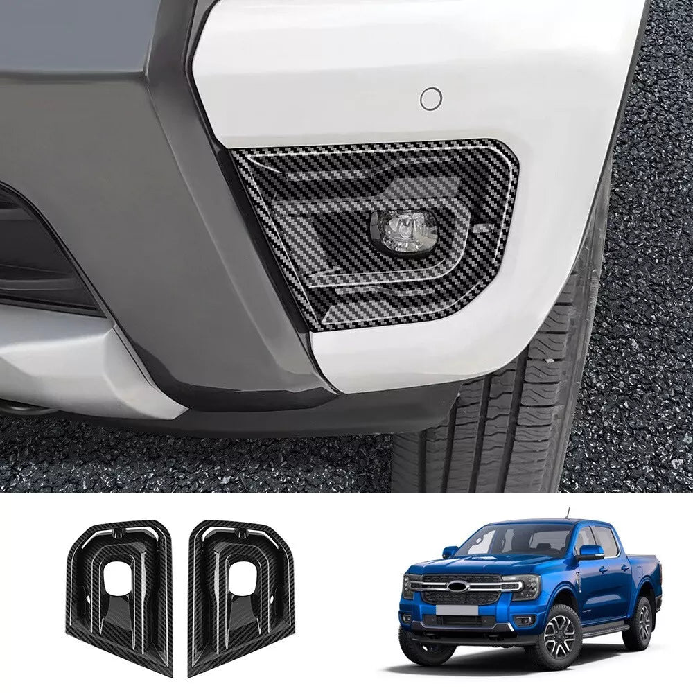 Carbon Fiber Pattern Decorative Sticker for the Front Fog Light Cover of 2023 Ford Ranger