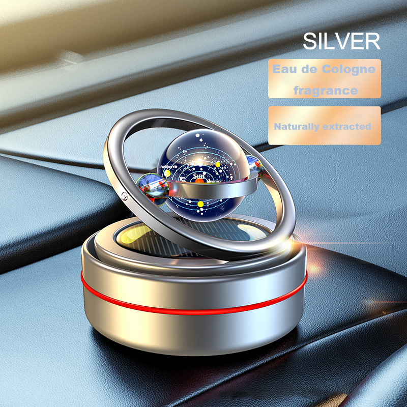 Planet Solar-Powered Car Aromatherapy Aluminum Double-Ring Levitating and Rotating Decoration